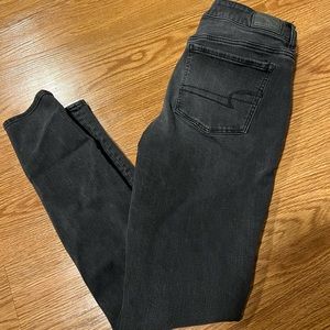 American Eagle black skinny jeans size 8 long.